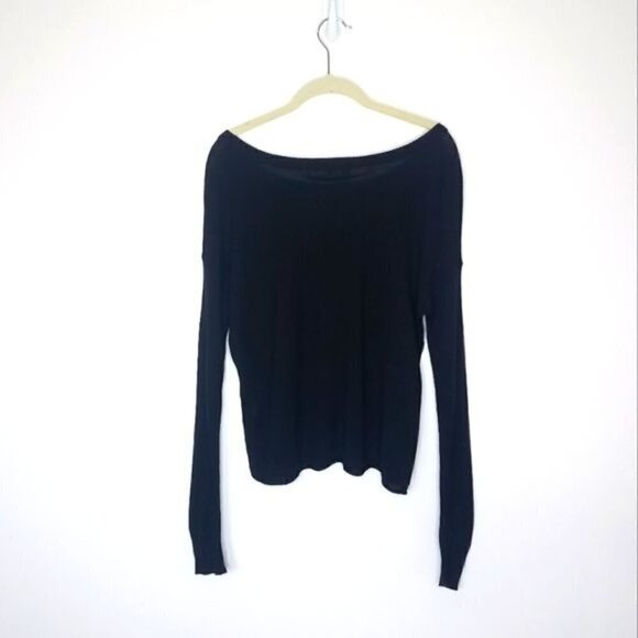 LINE Cashmere blend wide neck sweater Caviar Black XS NWT - Picture 2 of 7